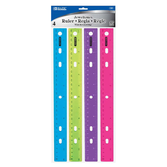 Jeweltones Color Ruler 12″ (30cm) (4/Pack)