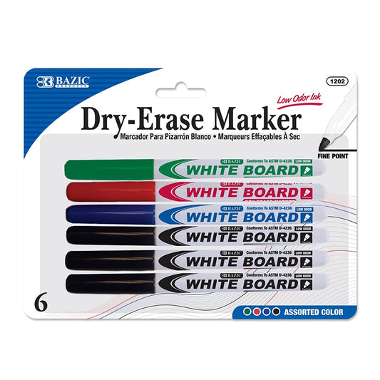 Assorted Color Fine Tip Dry-Erase Marker (6/Pack)