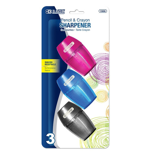 Single Hole Sharpener w/ Receptacle (3/pack)