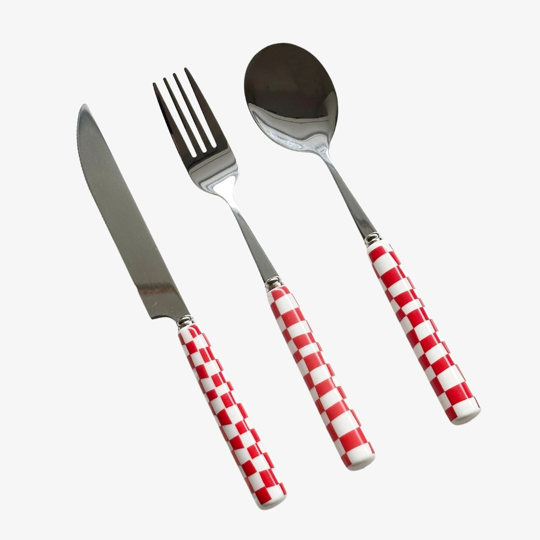 Checkered Flatware Set