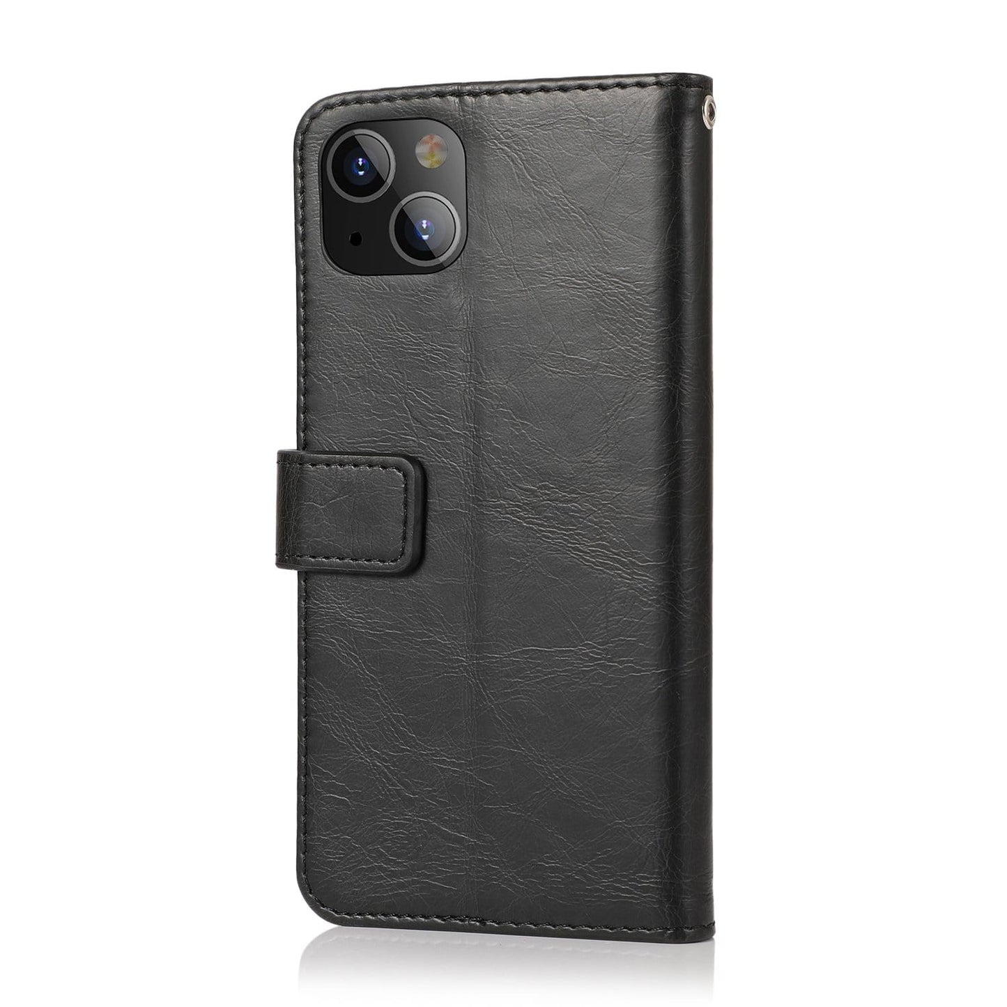 Indy Series Black Leather Wallet Case - iPhone 13 Mini