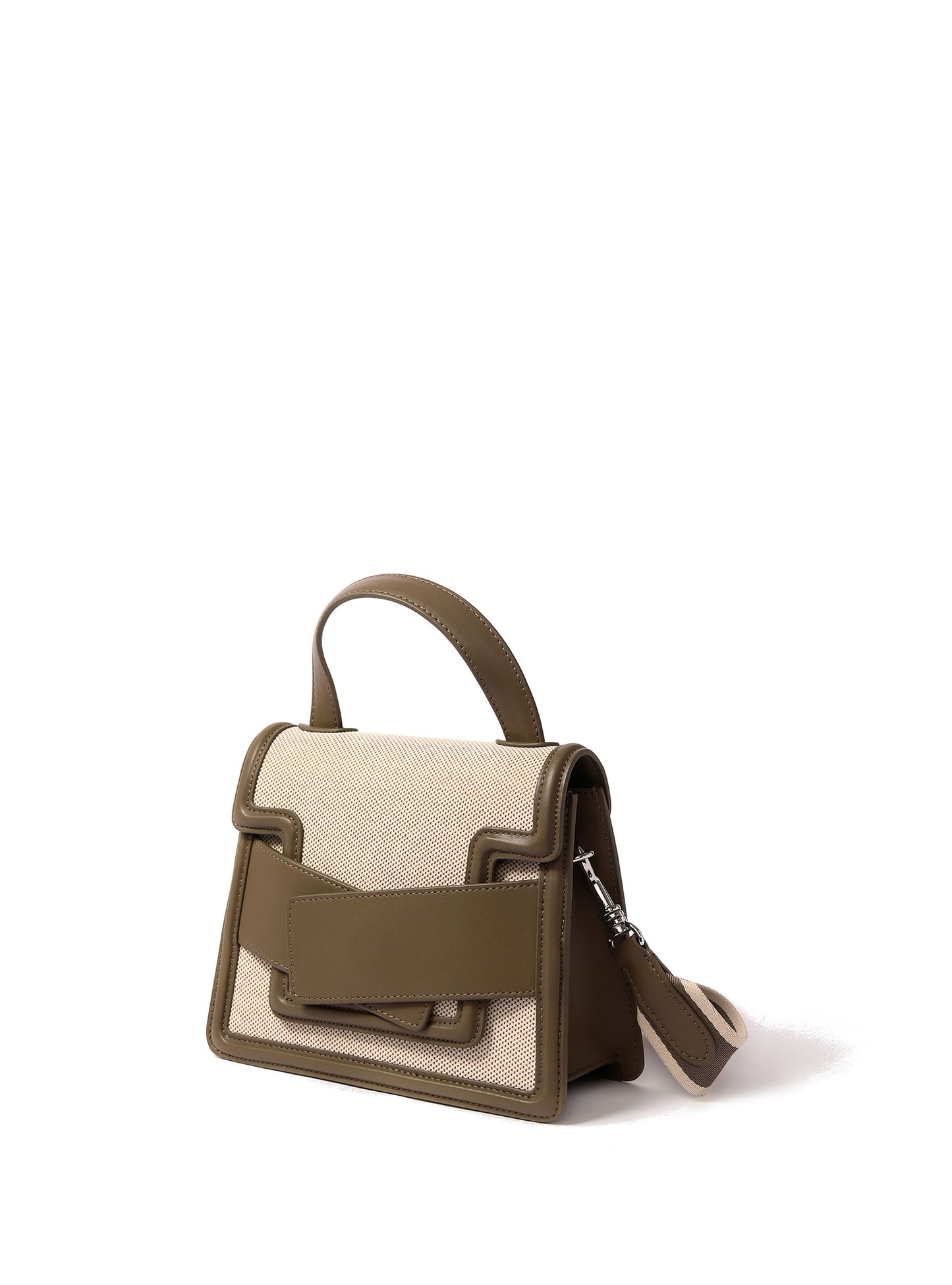 Evelyn Bag in Canvas and Genuine Leather, Gray