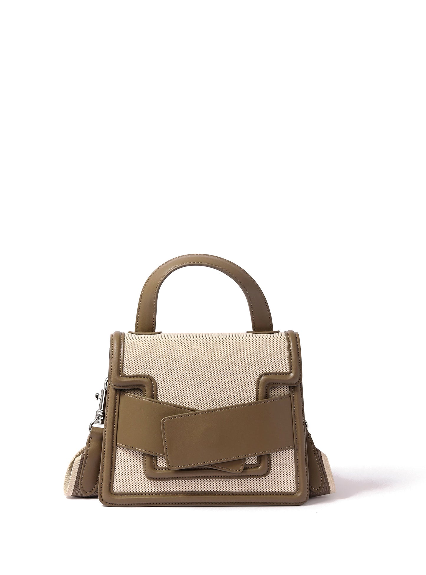 Evelyn Bag in Canvas and Genuine Leather, Gray