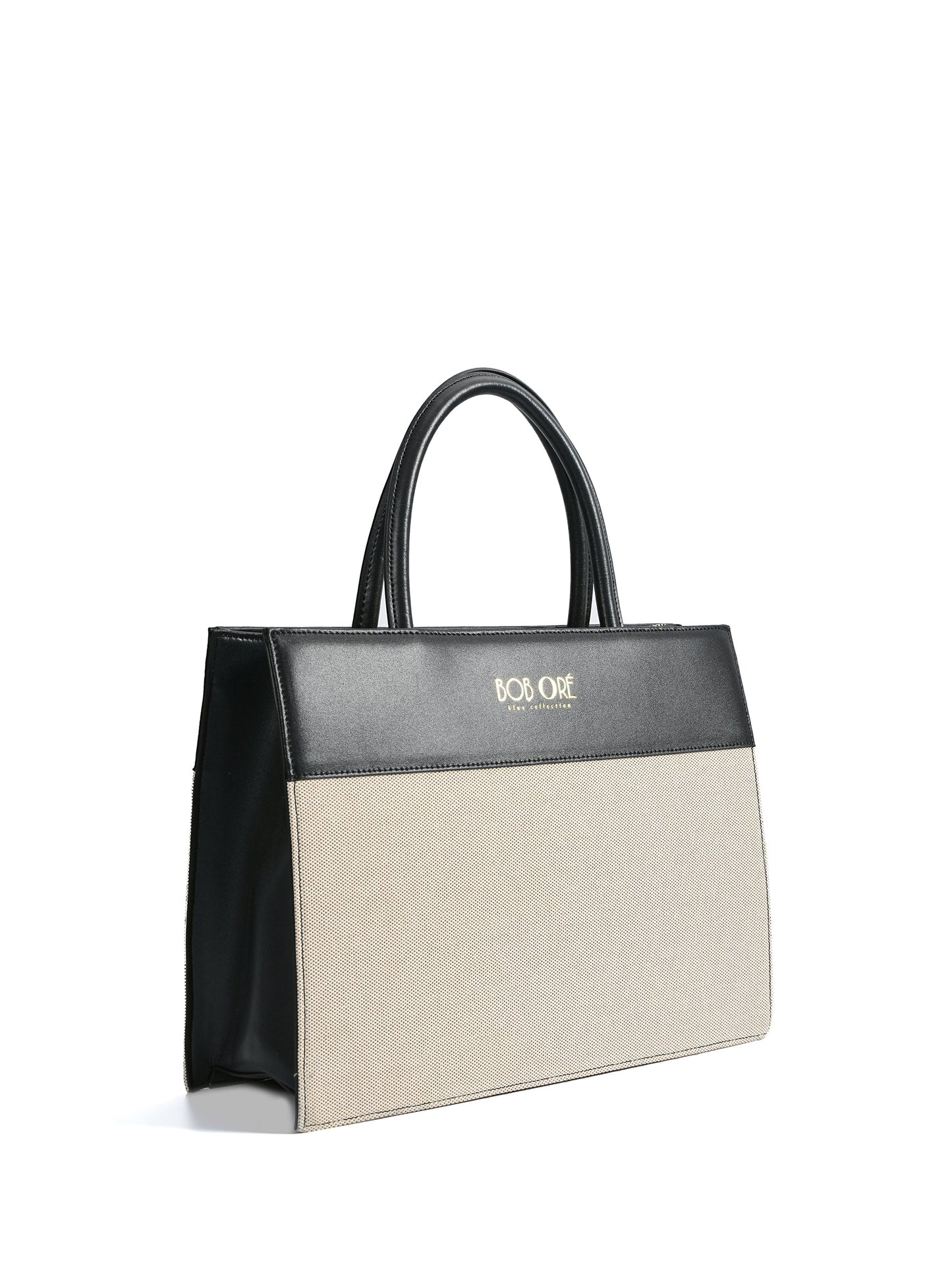 Victoria Tote Leather Canvas Combo Bag, Black