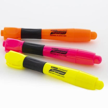 Yellow Fluorescent Highlighters with Cushion Grip (3/Pack)