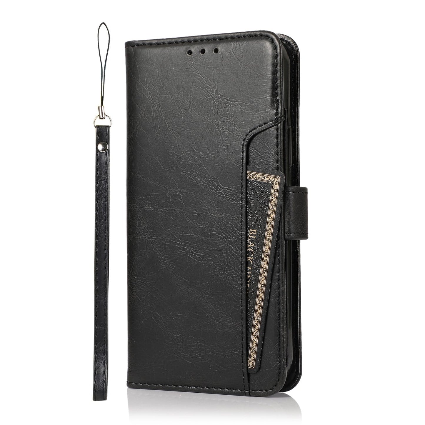 Indy Series Black Leather Wallet Case - iPhone 13 Mini