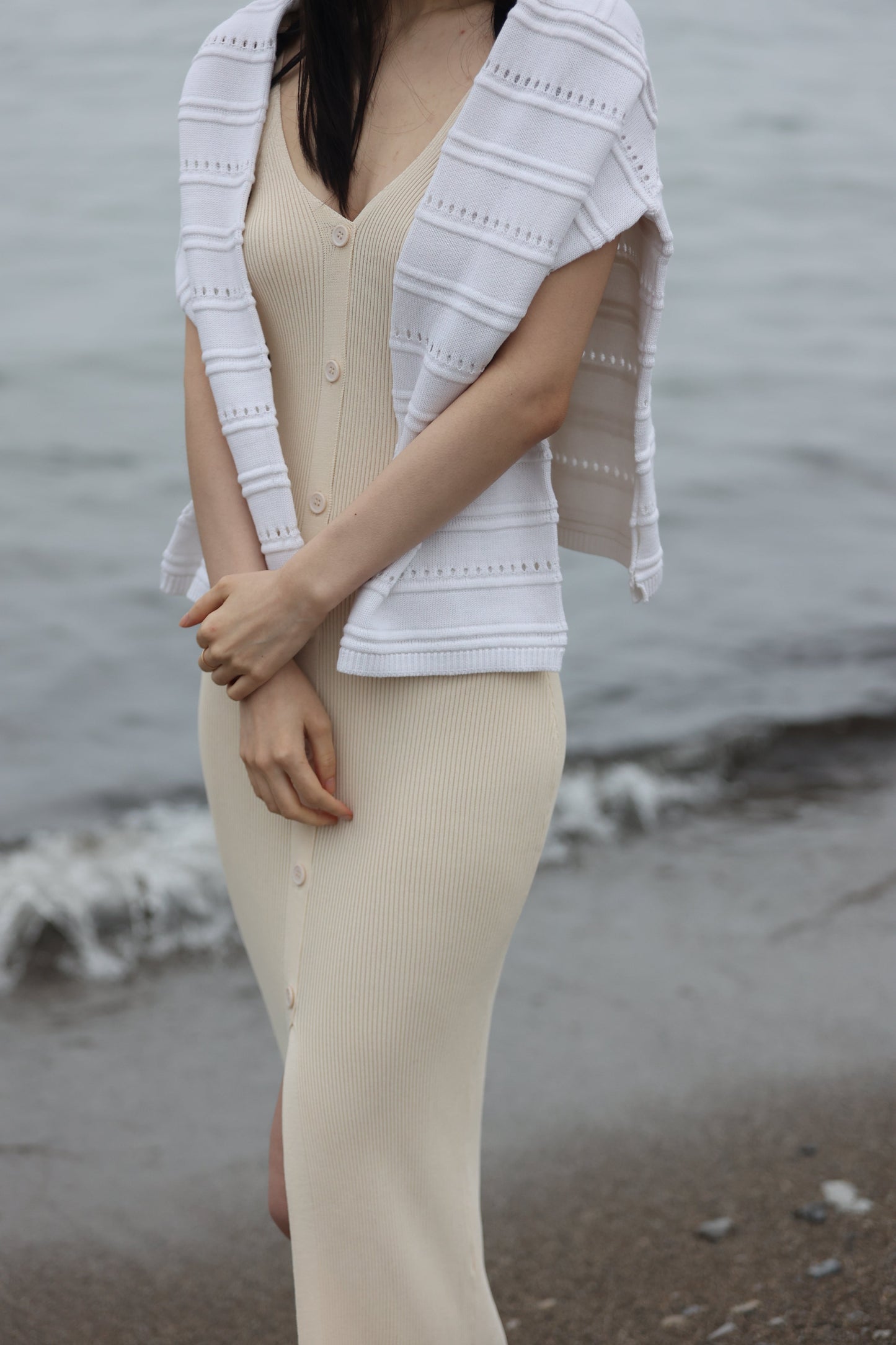 Cotton Cashmere Wide Arm Sweater