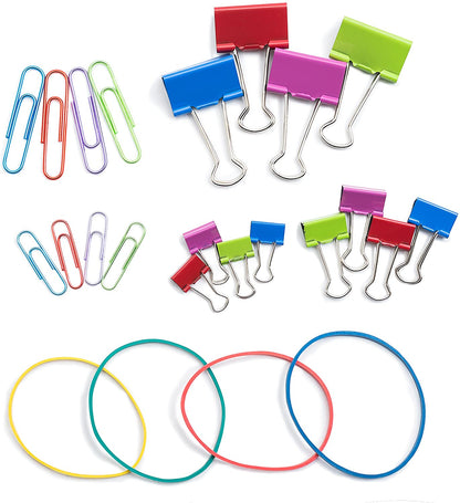 Assorted Colored Clips and Rubber Bands