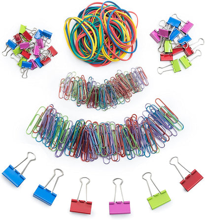 Assorted Colored Clips and Rubber Bands