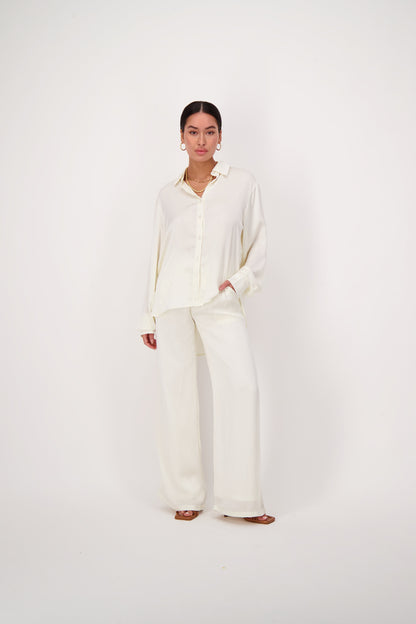 Lightweight Satin Blouse Oversized Ivory