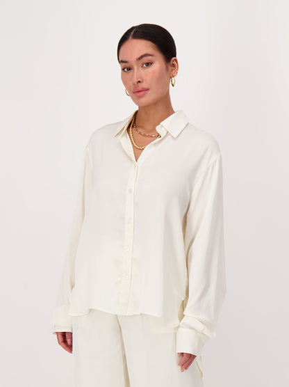 Lightweight Satin Blouse Oversized Ivory