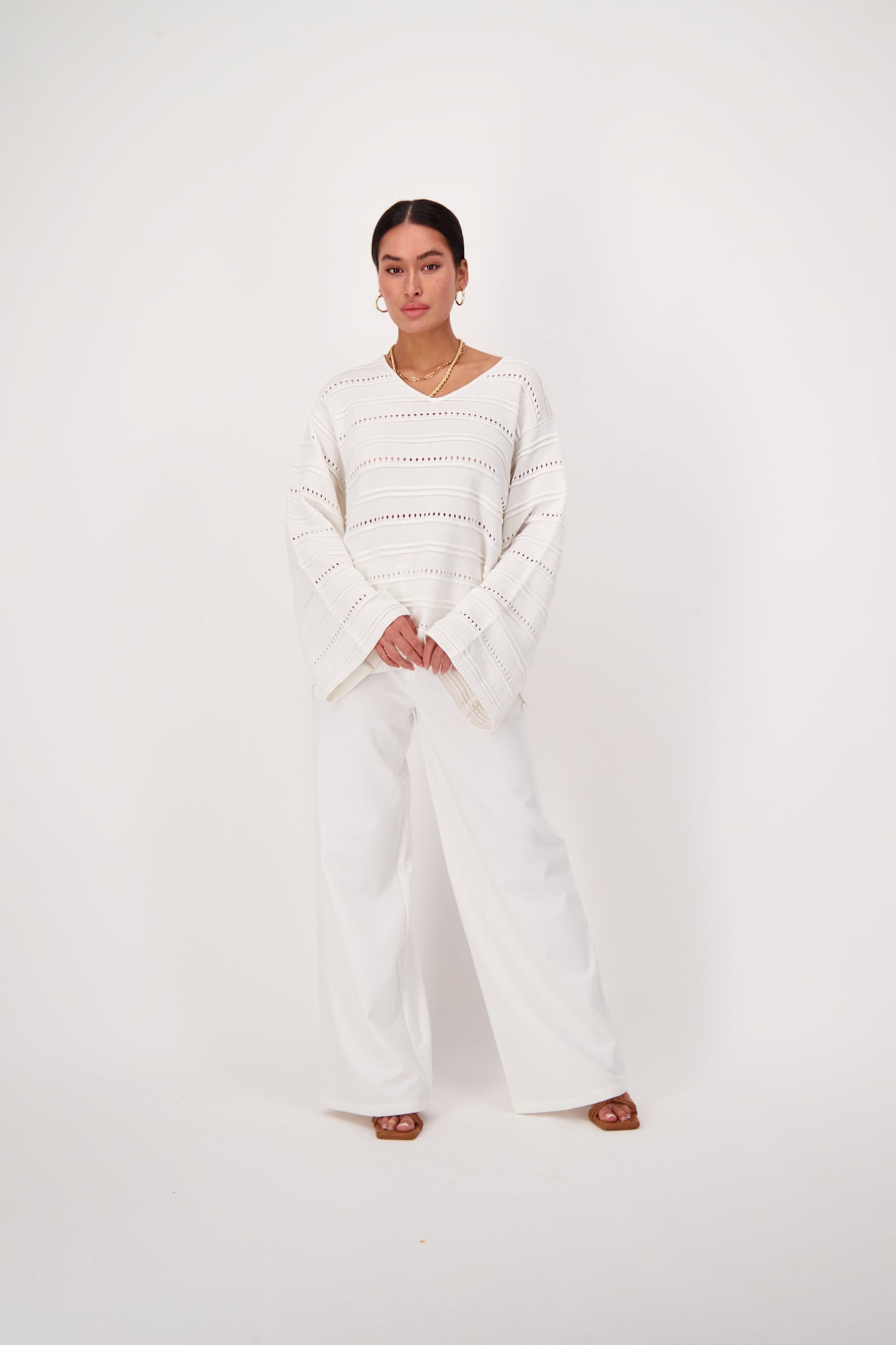 Cotton Cashmere Wide Arm Sweater