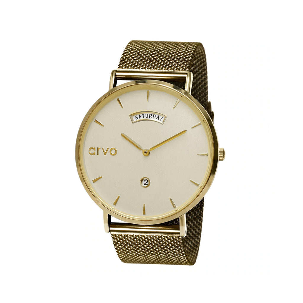 Arvo Gold Awristacrat Watch - Gold Mesh