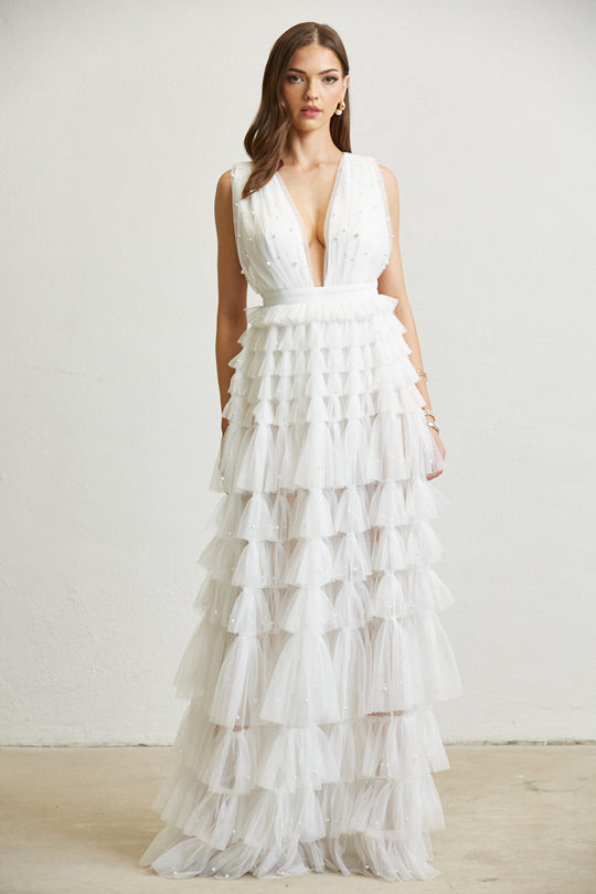 Whimsical Waves Ruffled Dress