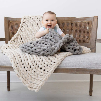 INFINITE CHUNKY KNIT BLANKET | MINKY | CUDDLE - MIST