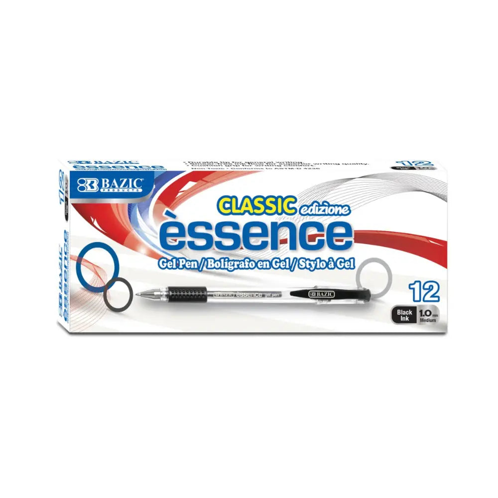 Essence Gel Pen Black w/ Cushion Grip (12/Box)