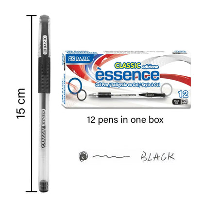 Essence Gel Pen Black w/ Cushion Grip (12/Box)