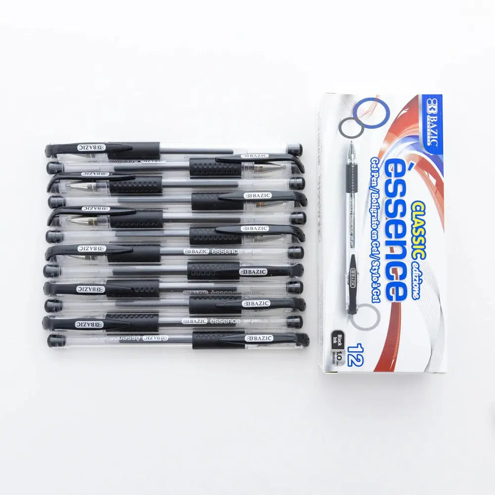 Essence Gel Pen Black w/ Cushion Grip (12/Box)