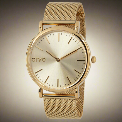 Arvo Gold Time Sawyer Watch - Gold Mesh Band