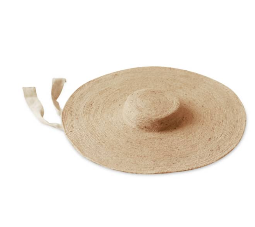 LOLA Wide Brim Jute Straw Hat In Natural Beige