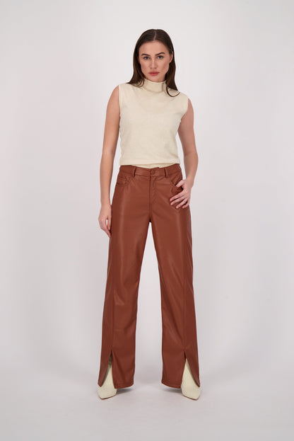 Vegan Leather Wide Leg Pant