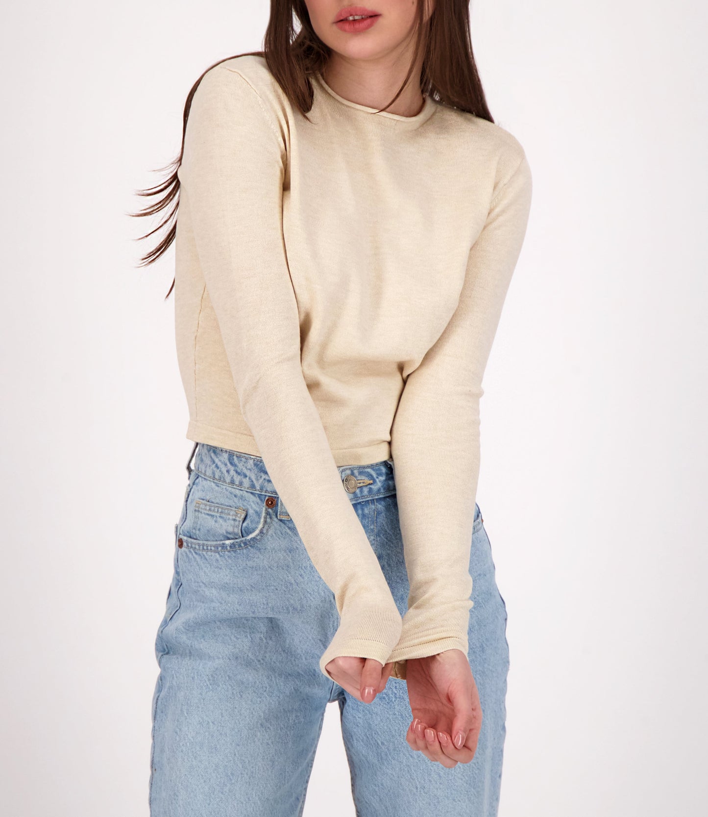 Mock-neck Long Sleeve Top