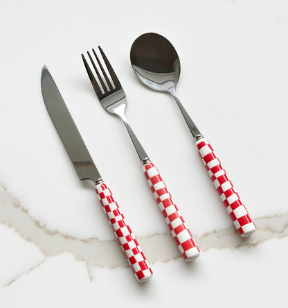 Checkered Flatware Set