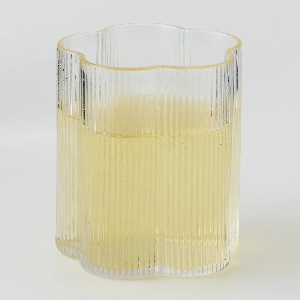 Flower Ribbed Drink Glass - 2 PCS Set