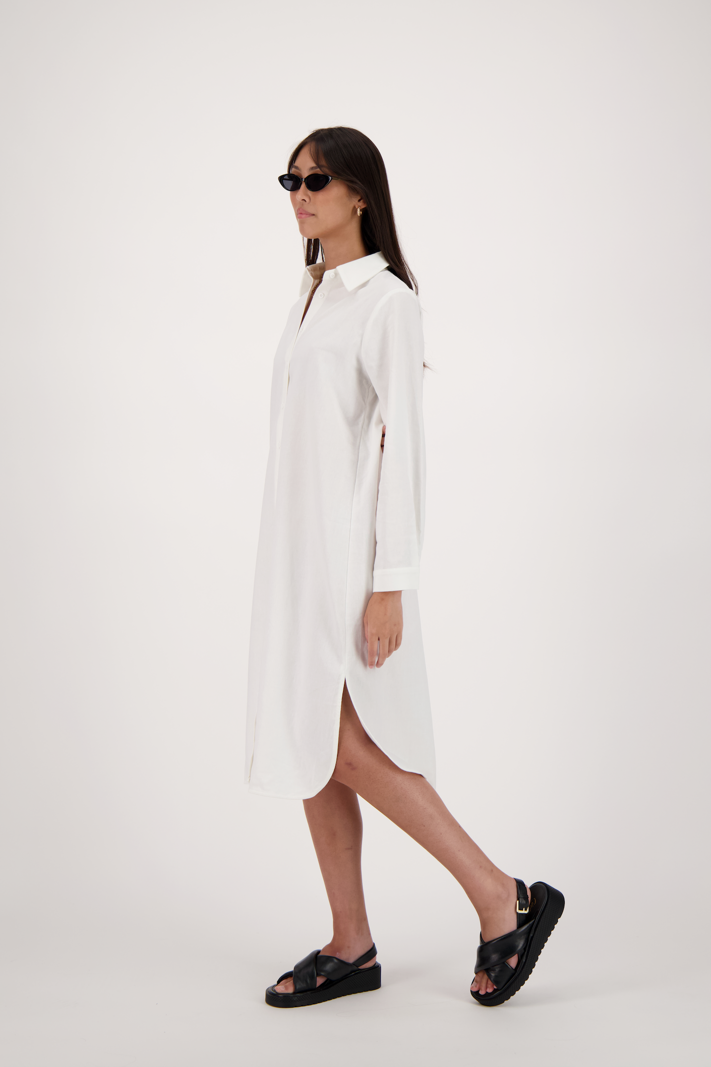 Cotton Linen Blend Shirt Dress