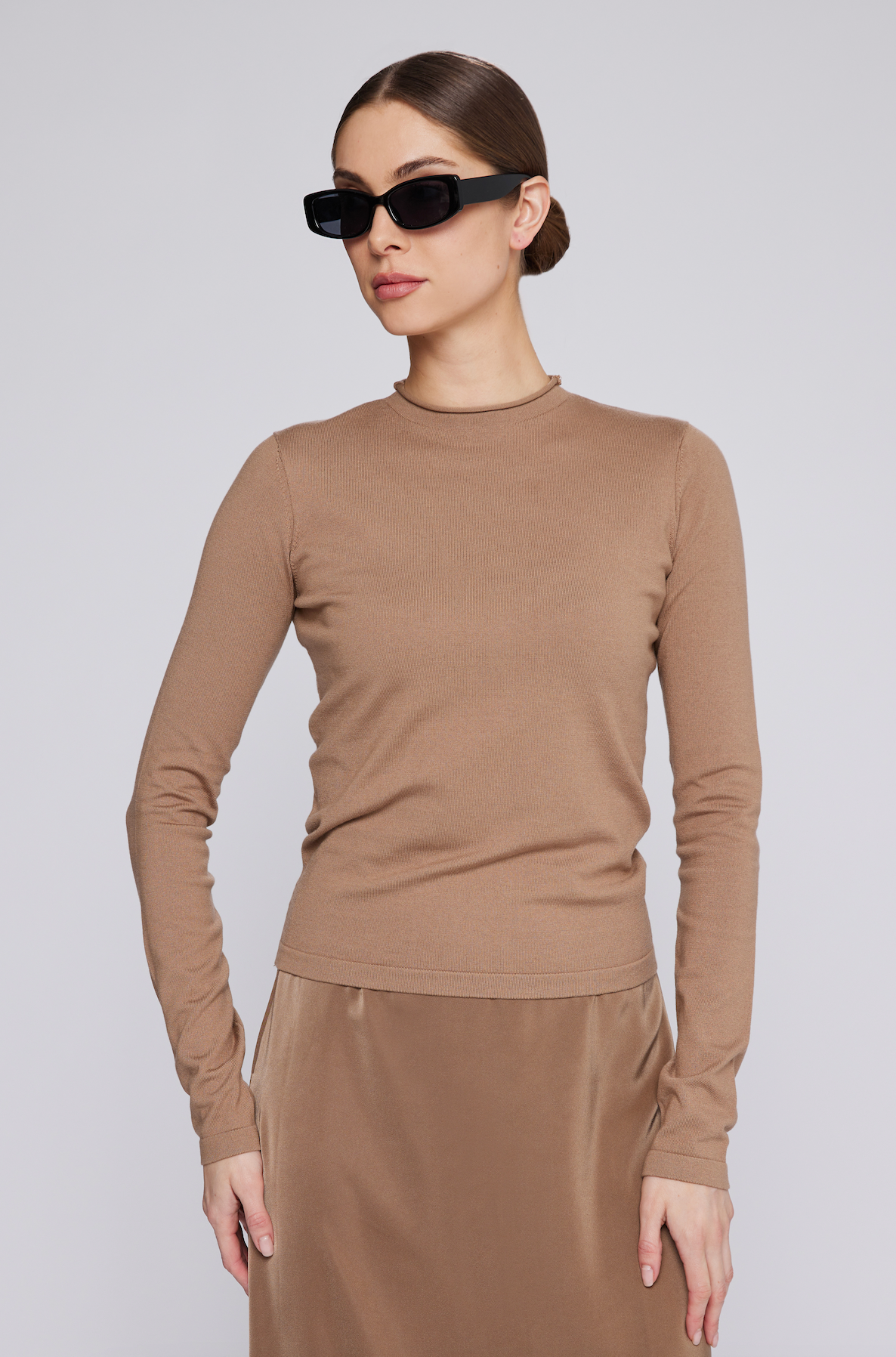 Mock-neck Long Sleeve Top