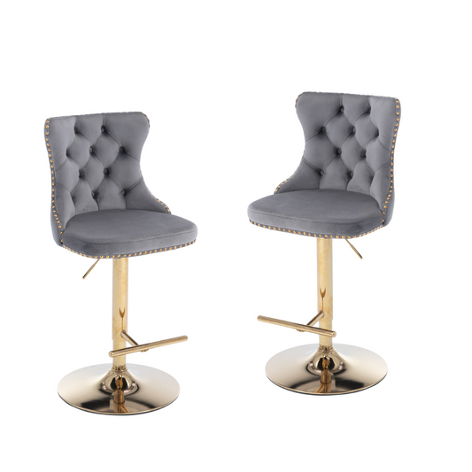 Set of 2 Modern A Velvet Swivel Stools