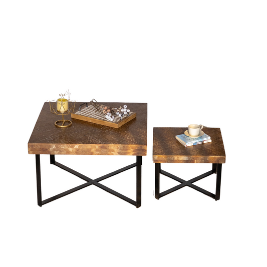 Modern Retro Splicing Square Coffee Table Set of 2