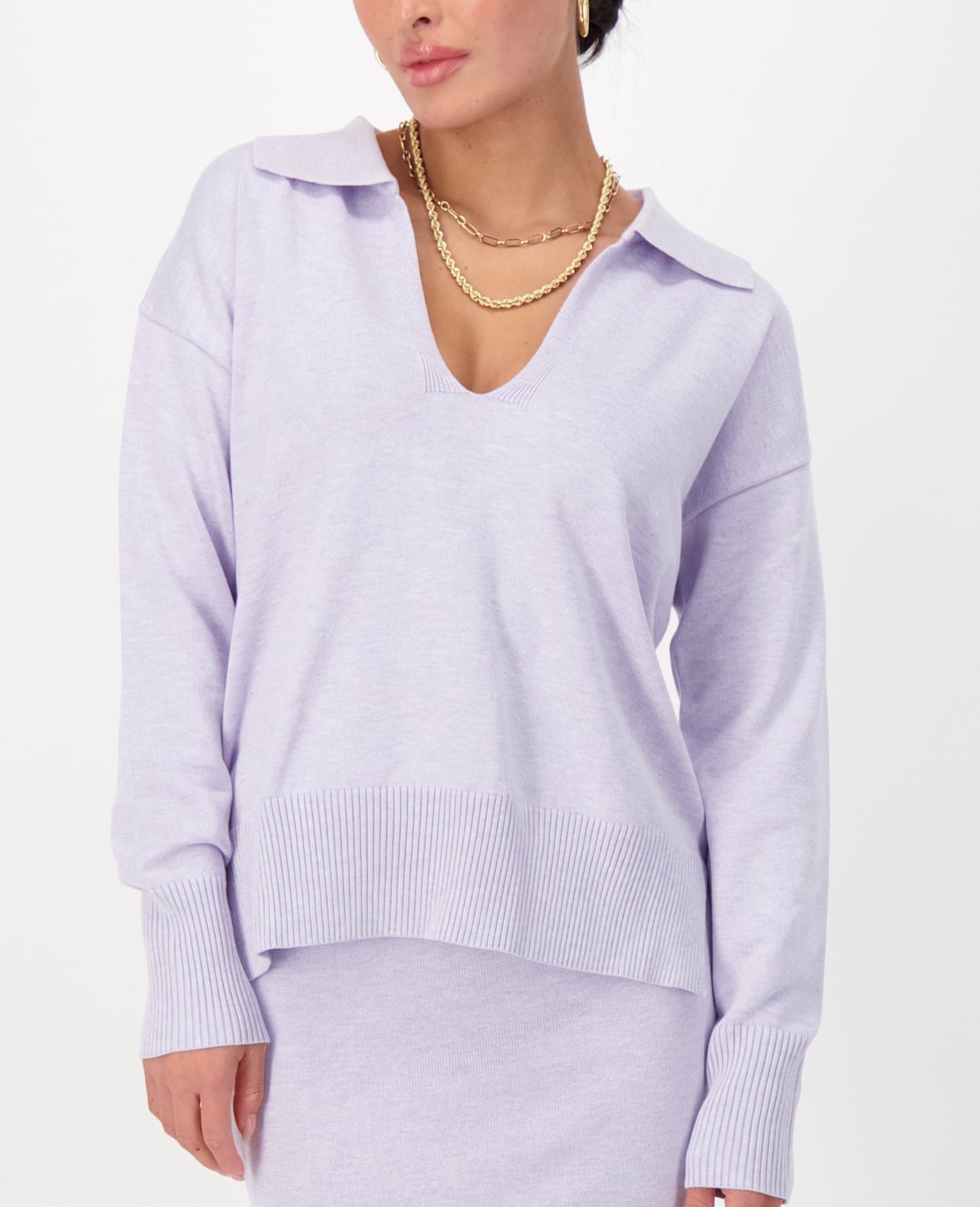 Polo Sweater Top Lavender