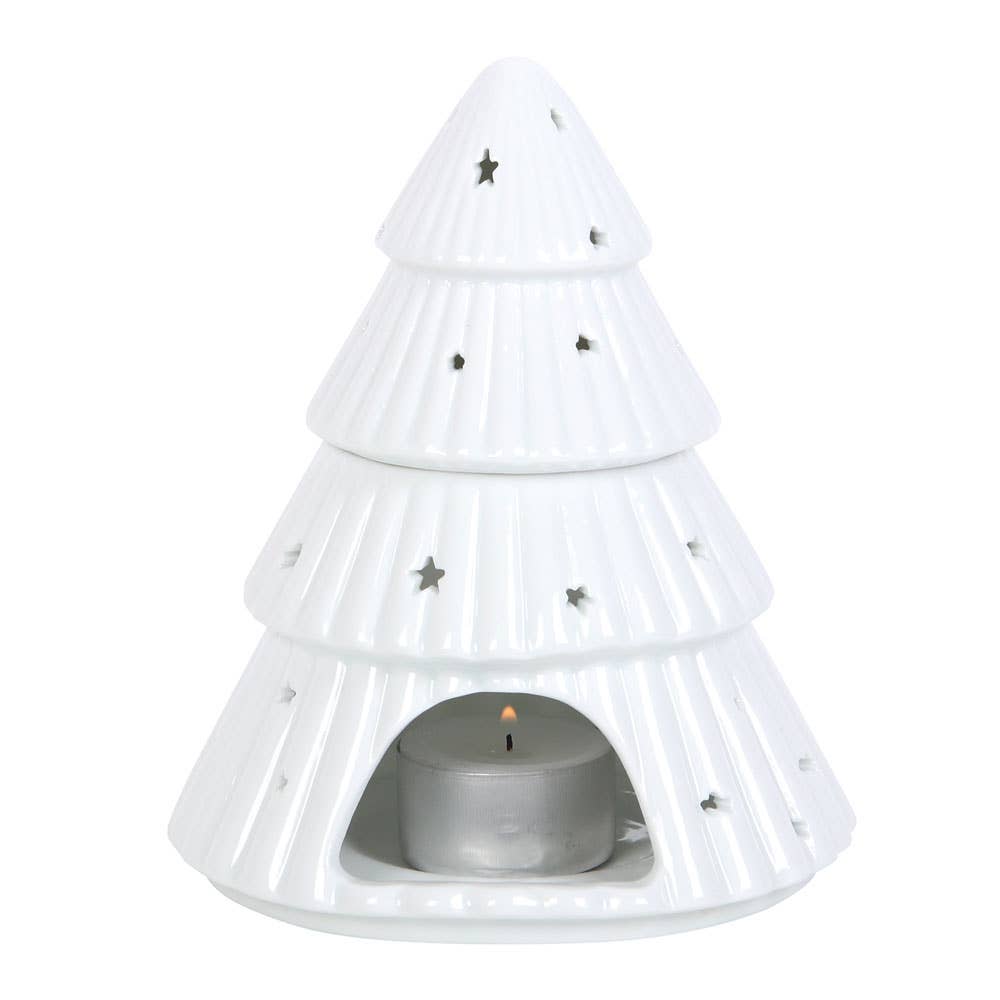 White Christmas Tree Oil/Wax Tea Light Burner