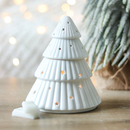 White Christmas Tree Oil/Wax Tea Light Burner