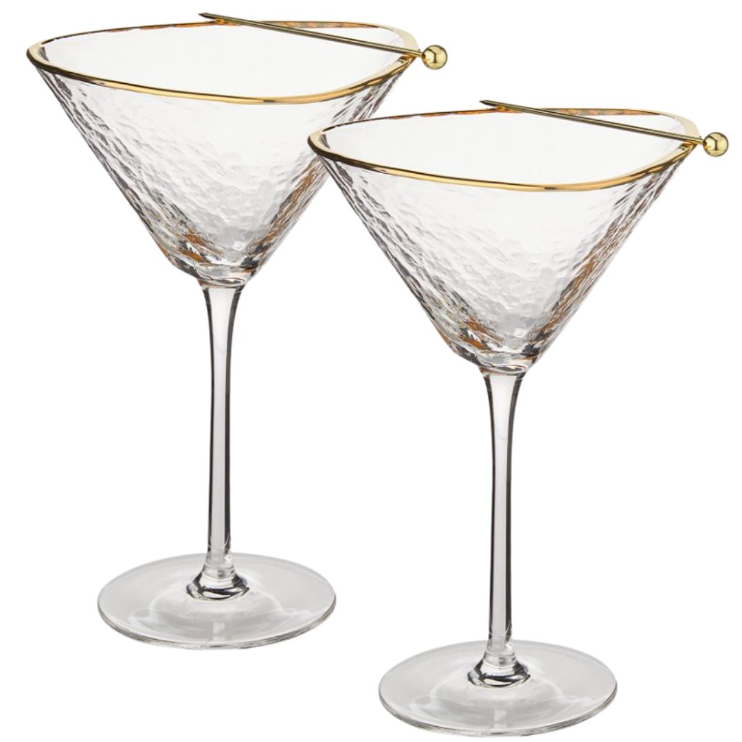 Clear Hammered Cocktail Glasses