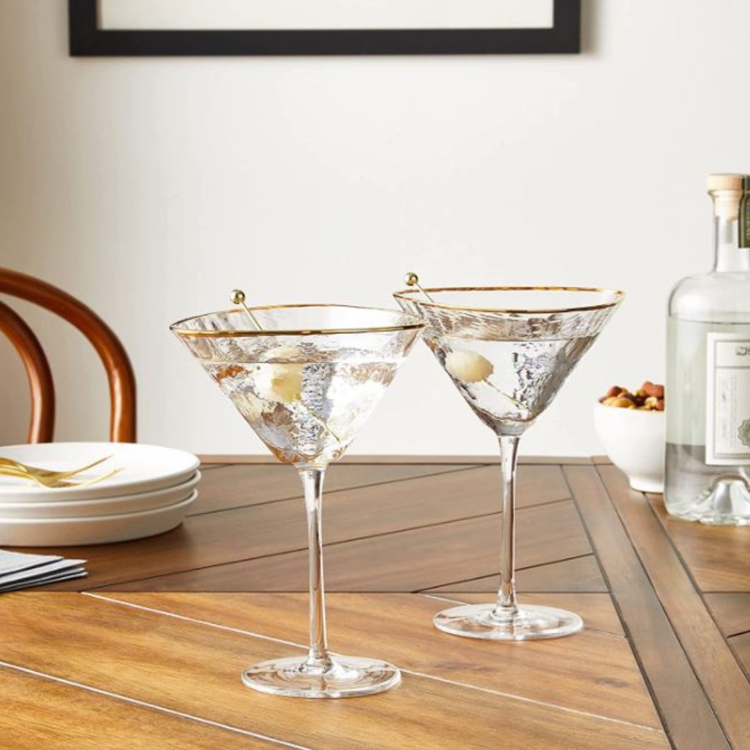 Clear Hammered Cocktail Glasses