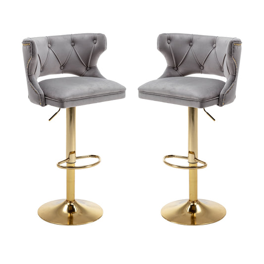 Set of 2 Modern Fashionable Velvet Bar Stools