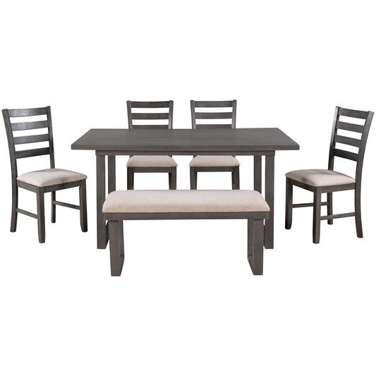 6-Pieces Solid Wood Dining Room Set