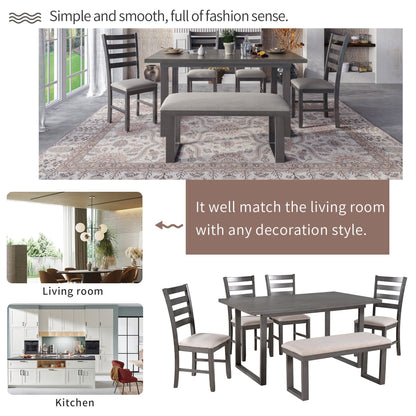 6-Pieces Solid Wood Dining Room Set