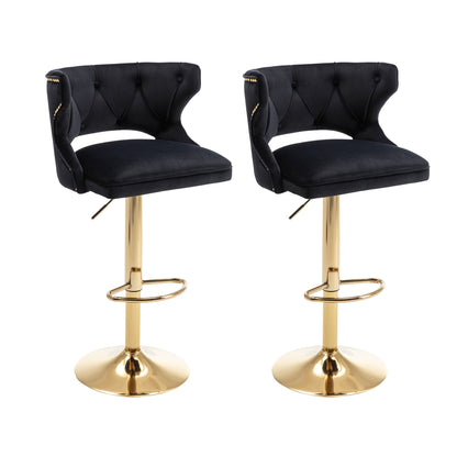 Set of 2 Modern Fashionable Velvet Bar Stools