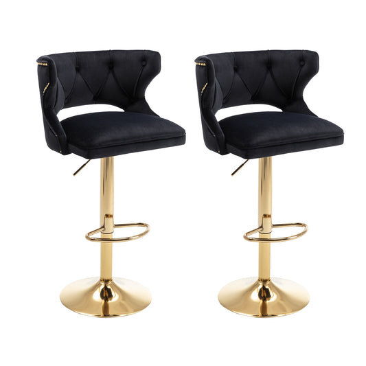 Set of 2 Modern Fashionable Velvet Bar Stools