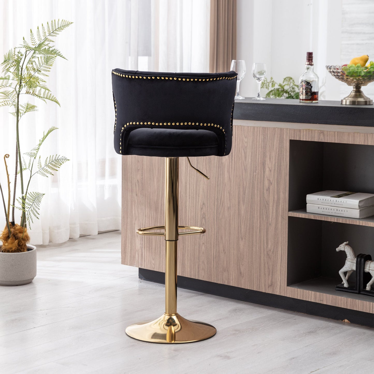 Set of 2 Modern Fashionable Velvet Bar Stools