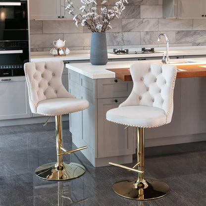 Set of 2 Modern A Velvet Swivel Stools