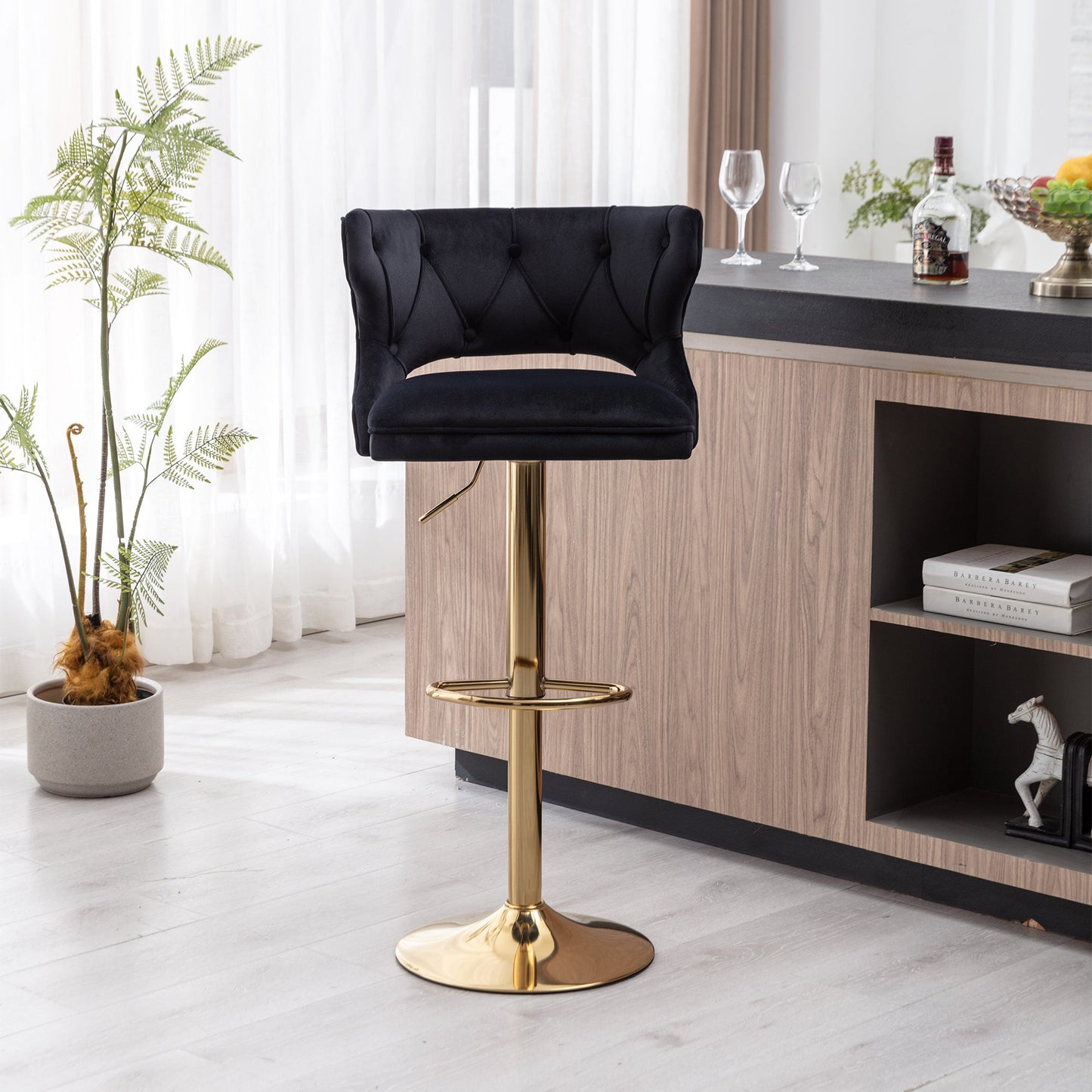 Set of 2 Modern Fashionable Velvet Bar Stools