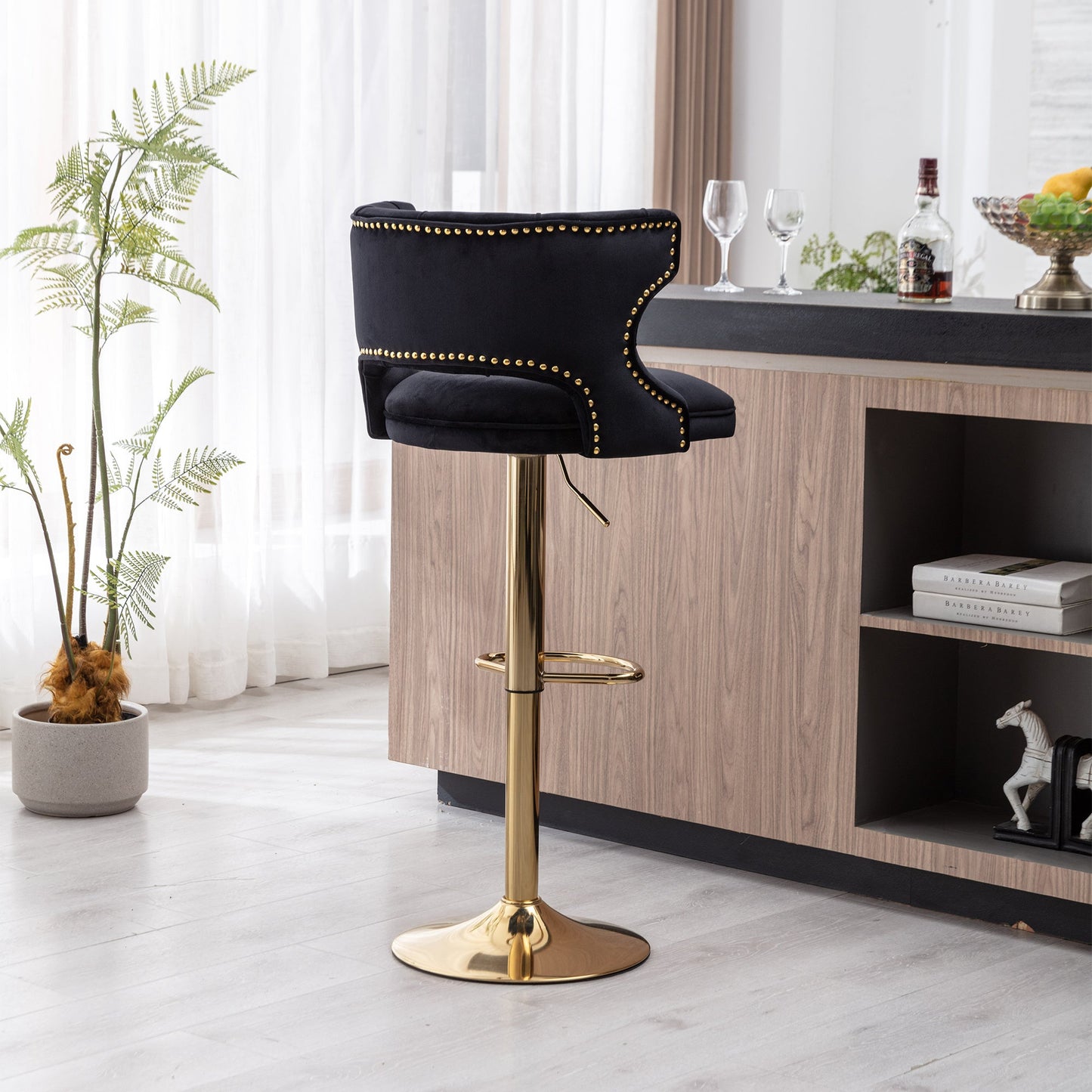 Set of 2 Modern Fashionable Velvet Bar Stools