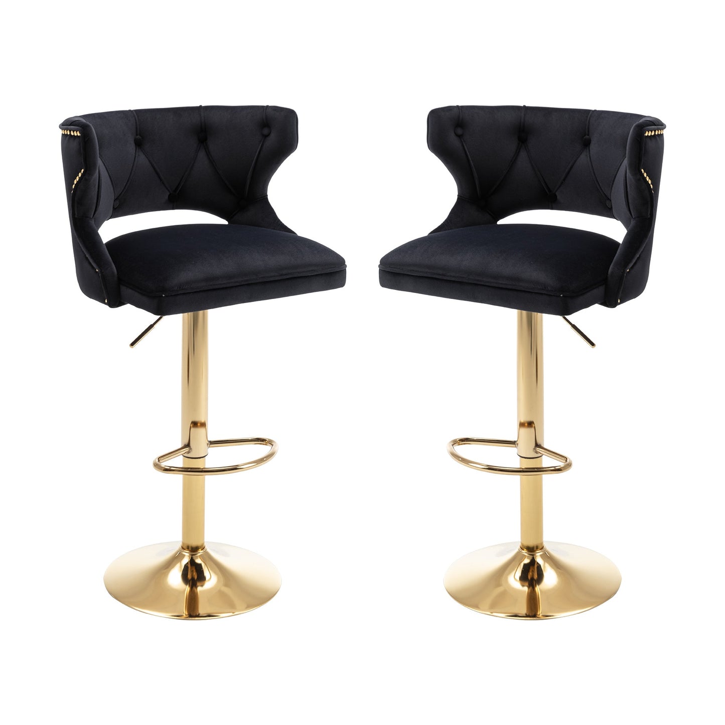 Set of 2 Modern Fashionable Velvet Bar Stools