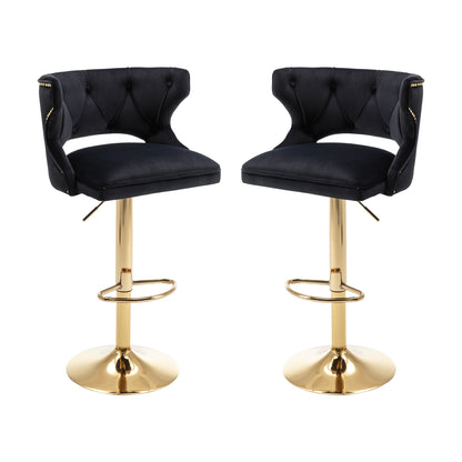 Set of 2 Modern Fashionable Velvet Bar Stools