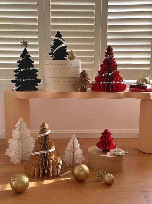 Foldable Accordion Christmas Tree Set of 2Pcs - Decoration for Table Shelf & Window