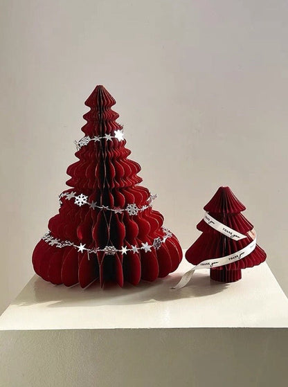 Foldable Accordion Christmas Tree Set of 2Pcs - Decoration for Table Shelf & Window